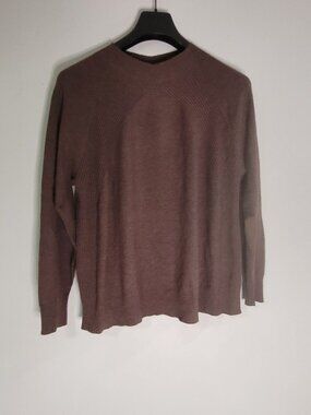 Vila Milano Women’s XL Brown Ribbed Knit Sweater Mock Neck Pullover